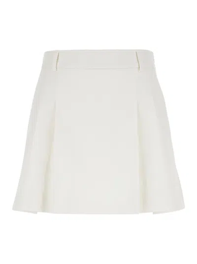Plain Pleated Mini Skirt In White