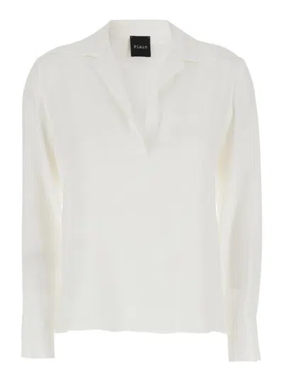 Plain Polo Neck  Blouse In Neutral