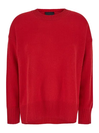Plain Red Crewneck Sweater In Cashmere Woman