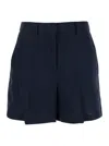 Plain Blue Shorts With Belt Loops At The Waist