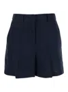Plain Blue Shorts With Belt Loops At The Waist In Blue