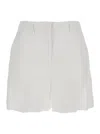 Plain Relaxed Fit Linen Shorts With Concealed Front Closure