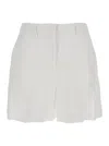 Plain Relaxed Fit Linen Shorts With Concealed Front Closure In White