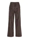 Plain Ribbed Pants In Brown