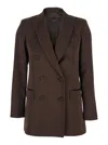 Plain Satin Blazer In Brown