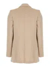 Plain Beige Open Jacket With Shawl Neckline In Beige