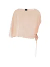 Plain Sheer Side-tie Shawl In Neutral