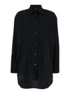 Plain Oversized Black Shirt In Cotton Woman In Black