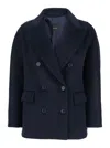 Plain Short Peacoat Double Breasted In Blue