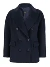 Plain Short Peacoat Double Breasted In Blue