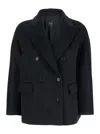 Plain Short Peacoat Double Breasted In Black