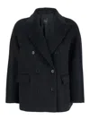 Plain Short Peacoat Double Breasted In Blue