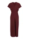 Plain Bordeaux Dress With V Neck And Short Sleeves In Tech Fabric Woman In Burgundy