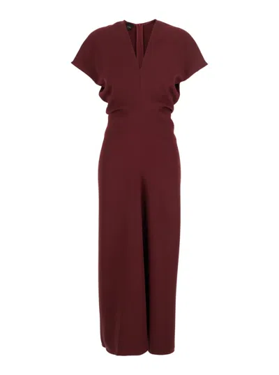 Plain Short Sleeves Medium V-neck Dress In Red
