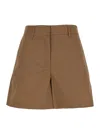 PLAIN BROWN SHORTS WITH BELT LOOPS IN COTTON WOMAN