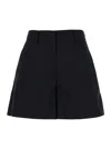 PLAIN BLACK SHORTS WITH BELT LOOPS IN COTTON WOMAN