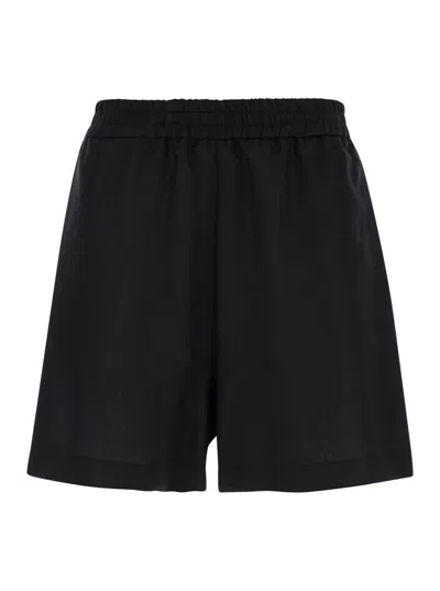 Plain Shorts Vita Media Lino In Black
