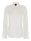 Plain White Shirt With Pointed Collar And Concealed Button Closure In Silk Woman