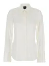Plain White Shirt With Pointed Collar And Concealed Button Closure In Silk Woman In White
