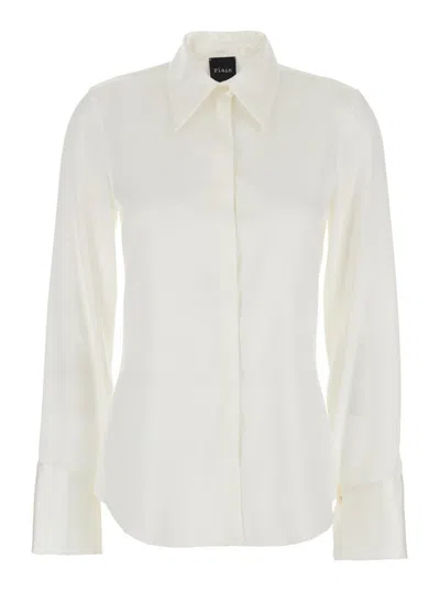 PLAIN PLAIN SILK SATIN SHIRT WITH CLASSIC COLLAR