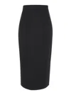 Plain Midi Black Pencil Skirt In Fabric In Black