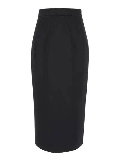 PLAIN MIDI BLACK PENCIL SKIRT