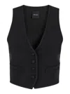 Plain 'smoking' Black Vest With Covered Buttons In Black