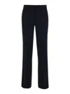 Plain Straight Blue Pants With Belt Loops
