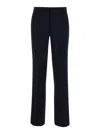 Plain Straight Blue Pants With Belt Loops