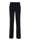 Plain Straight Blue Pants With Belt Loops In Blue