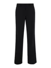 PLAIN STRAIGHT BLACK PANTS WITH BELT LOOPS IN FABRIC WOMAN