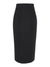 Plain Midi Black Pencil Skirt In Fabric In Black