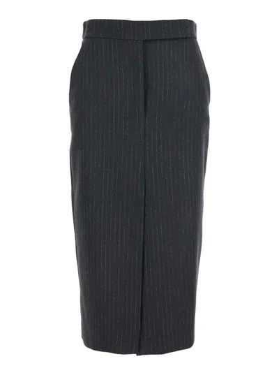 Plain Striped Skirt In Black
