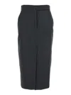 Plain Midi Black Pencil Skirt In Fabric In Black