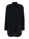 Plain Oversized Black Shirt In Cotton Woman In Black