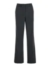 Plain Grey Pants With Belt Loops And All-over Striped Motif In Gray