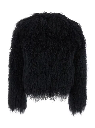 PLAIN 'TIBET' BLACK SHORT FUR JACKET