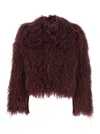 Plain Tibet Fur Short Jacket In Black