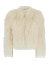 Plain Tibet Fur Short Jacket In Brown