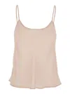 Plain Pink Top With Spaghetti Straps And Square Neck In Fabric Woman In Pink