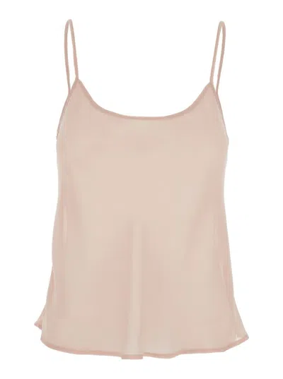PLAIN PINK TOP WITH SPAGHETTI STRAPS AND SQUARE NECK IN FABRIC WOMAN