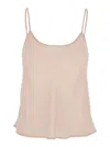 Plain Pink Top With Spaghetti Straps And Square Neck In Fabric Woman In Pink