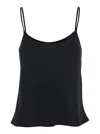 Plain Black Top With Spaghetti Straps In Satin Woman In Blue