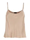 Plain Beige Top With Spaghetti Straps In Pink