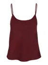Plain Bordeaux Top With Spaghetti Straps In Satin Woman In Red