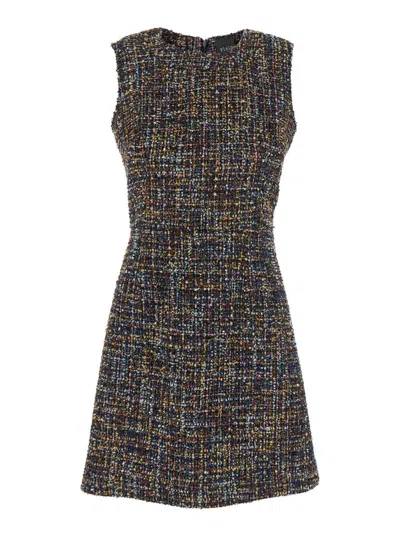Plain Tweed Multicolor Dress
