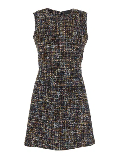 Plain Tweed Multicolor Dress