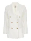 Plain White Double-breasted Blazer In White
