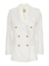 Plain White Double-breasted Blazer In White