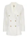 Plain White Double-breasted Blazer In White